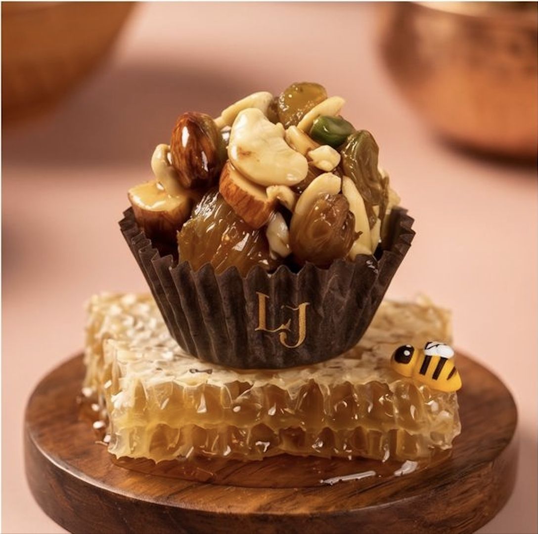Homemade high protein dry fruit ladoo made with almonds, cashews and dates